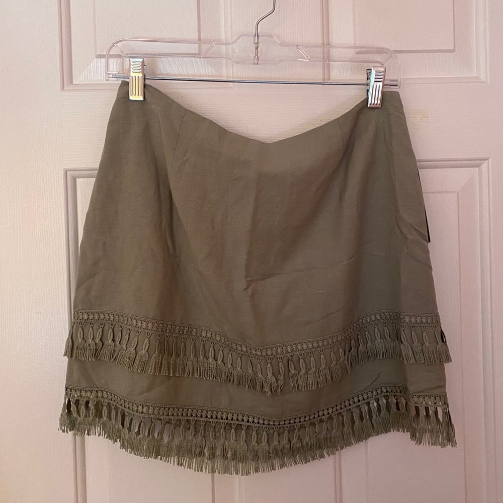 Lulus Sage Green Tassel Mini-Skirt